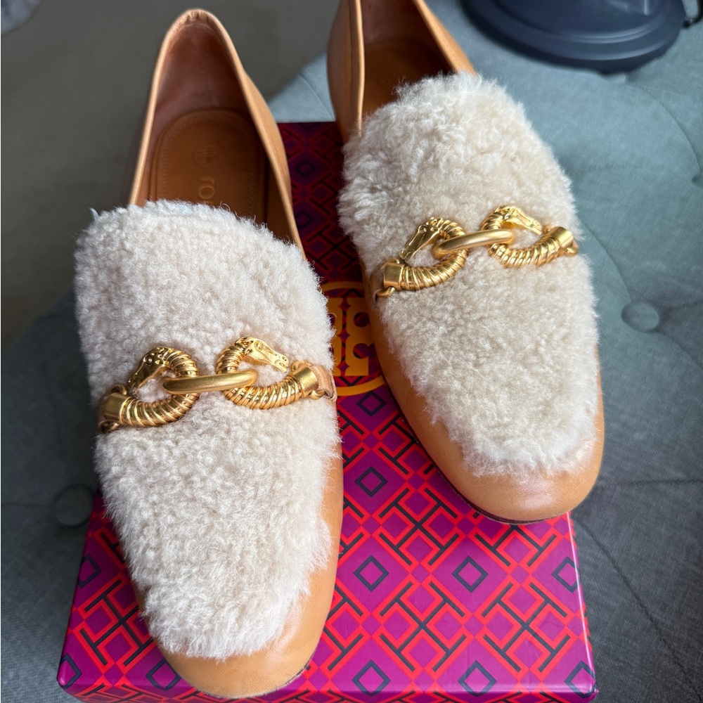 Tory Burch Sherpa and Leather Jessa Loafers
